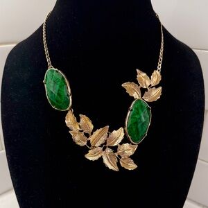Amrita Singh Green and Gold Tone Leaf Necklace